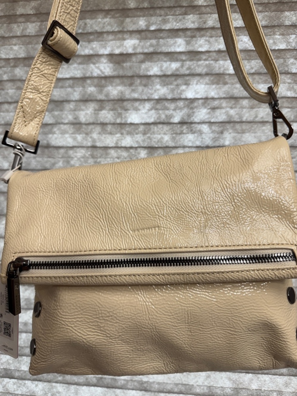 Hammitt  VIP Medium Leather Crossbody Clutch Alabaster Glaze/Gunmetal